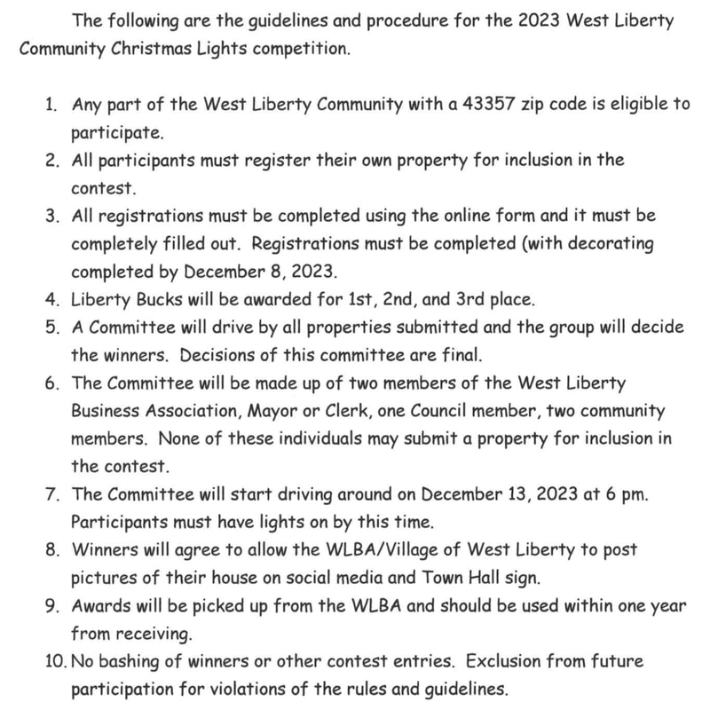 West Liberty Christmas Lights Contest Rules and Regulations